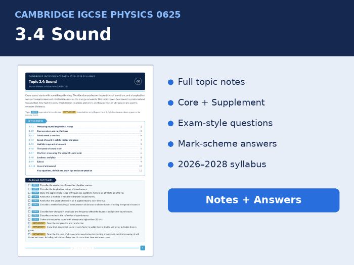 IGCSE Physics 0625 3.4 Sound Notes