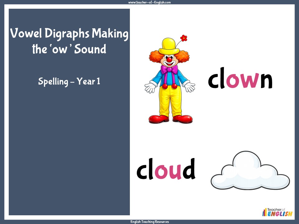 Vowel Digraphs Making the 'ow' Sound - Year 1 Spelling
