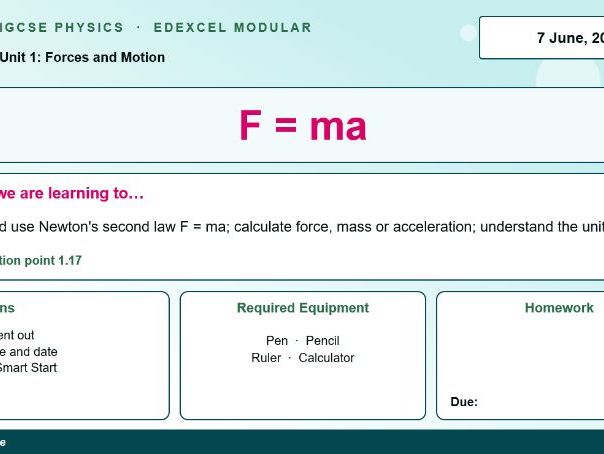 IGCSE Physics: F=ma | Edexcel Modular | Unit 1 | L10