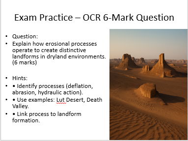 OCR A level geography: Drylands: Erosional Desert Landforms