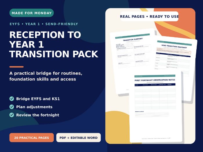 Reception to Year 1 Transition & Foundation Skills Support Pack