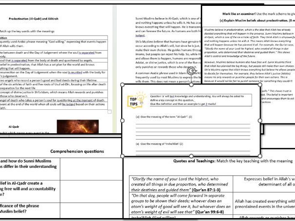 EDUQAS Islam: Predestination and Akhirah revision workbook