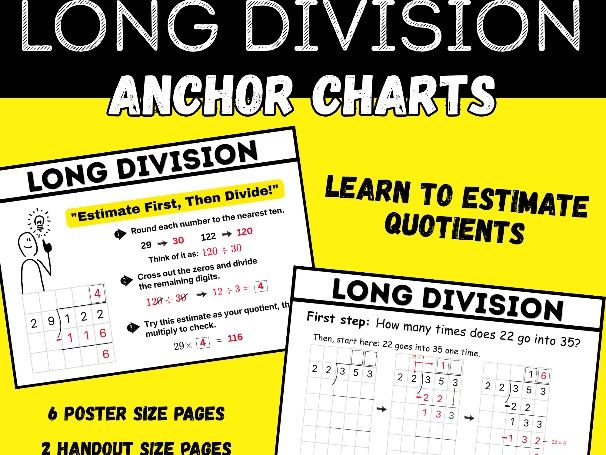 Long Division Anchor Charts & Posters | Year 4-6 Maths KS2