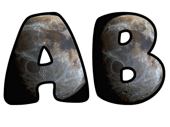 Mercury Planet Grey Classroom Display | Lettering Set | Upper & Lowercase, 0-9 and Signs
