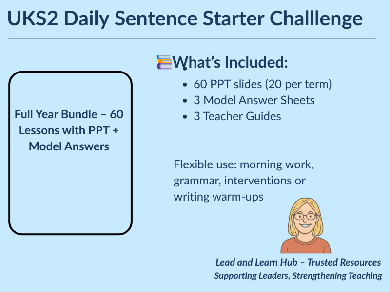UKS2 Daily Sentence Starters – Full Year Bundle ppts and answers