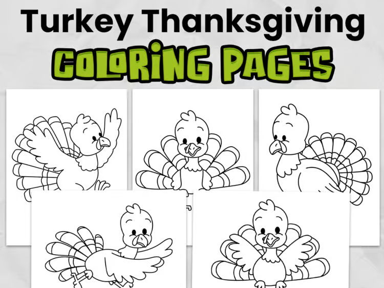 Turkey Thanksgiving Coloring Pages, Printable Activity Kindergarten & Elementary