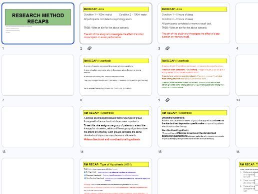 FULL Psychology Research Methods Starter Activities A level