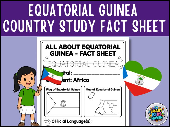 Equatorial Guinea Map and Flag Country Study Research Project Worksheet Geograph