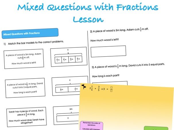 Year 6 Fractions (B) - Mixed Questions with Fractions Lesson