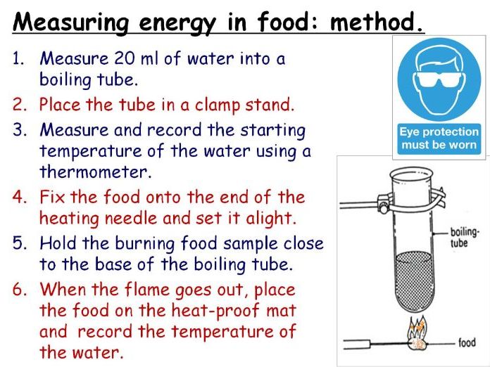 Energy in Food (Burning Food) Year 7 Double Lesson PowerPoint (KS3 7Ia