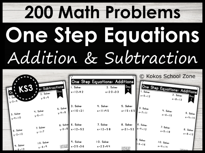 KS3 One-Step Equations Worksheets – Addition & Subtraction | 20-Day Algebra Practice Pack