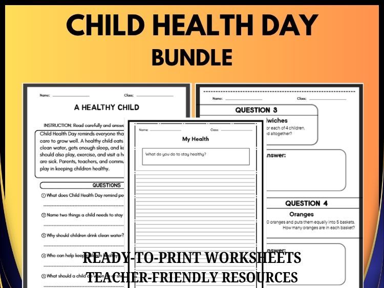 Child Health Day Mega Bundle | Reading, Math & Writing Activities | Grades 2–8