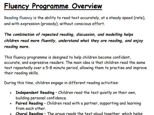 Complete Reading Fluency Intervention