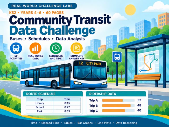 Community Transit Data Challenge | KS2 Time & Statistics | 60 Pages