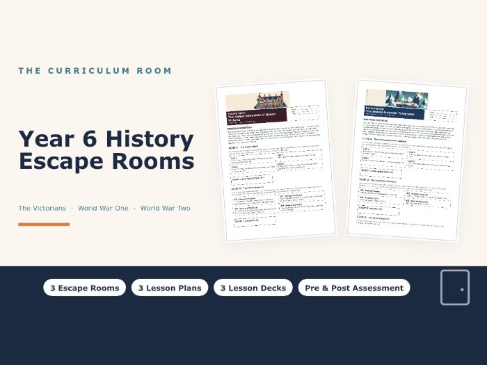 Year 6 History Escape Rooms: The Victorians, World War One, World War Two