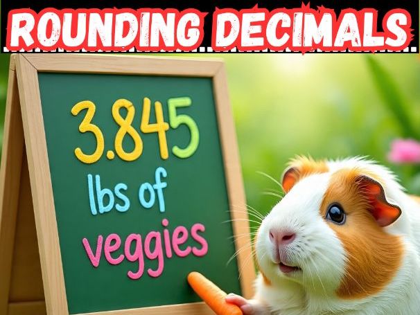 5th Grade Rounding Decimals: 25 Differentiated Word Problems with Real-Life Guinea Pig Scenarios