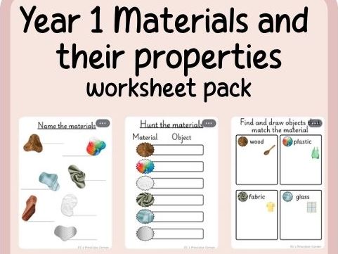 Year 1 Science Materials and their properties- worksheet- provision pack