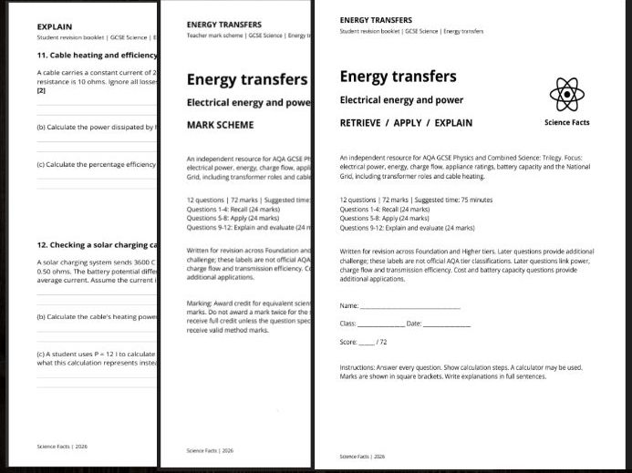 AQA GCSE Physics: Energy Transfers Revision Questions