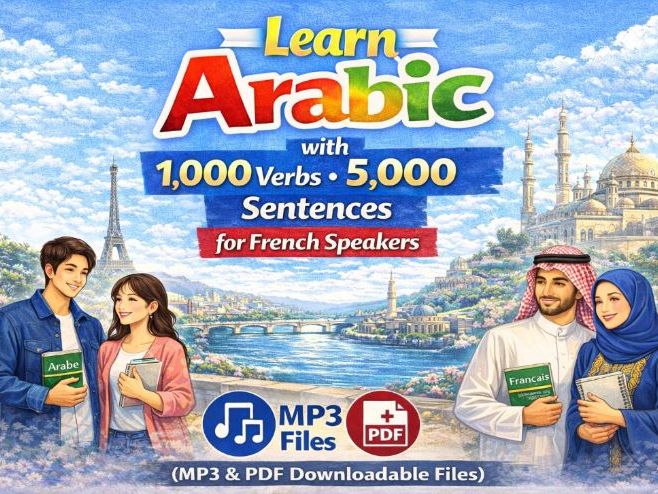 Learn Arabic with 1,000 Verbs, Conjugation, 5,000 Sentences for French Speakers(MP3 & PDF Downloadab