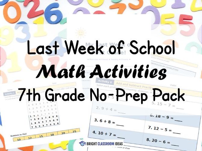 Last Week of School Math Activities | 7th Grade No-Prep Pack
