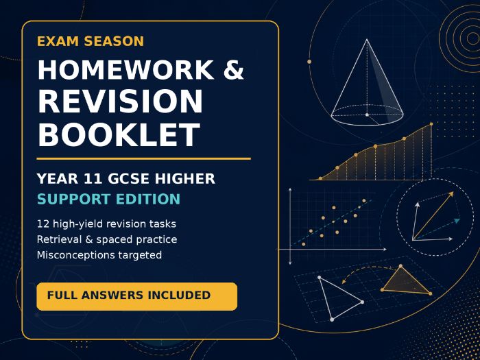 Exam Season GCSE Maths Higher Support Homework & Revision Booklet with Answers