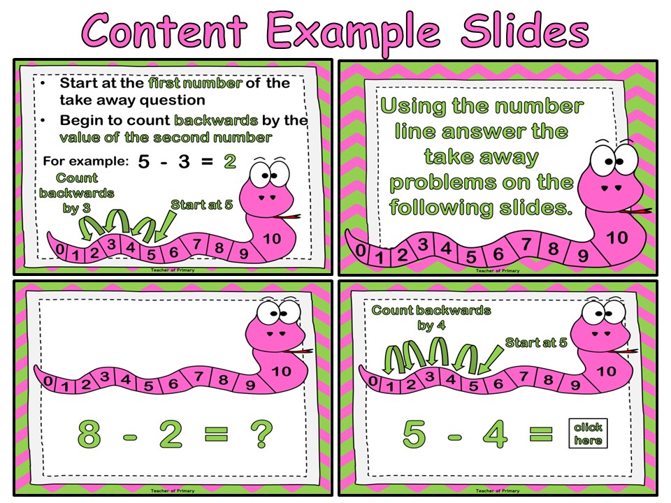 Taking Away Using a Number Line PowerPoint presentation and