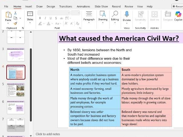 OCR B GCSE History making of america lesson 10 on causes of the Amercian civil war