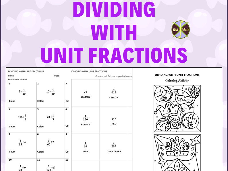 Dividing with Unit Fractions - Color by Code