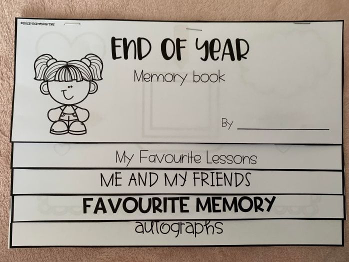 End of year memory book