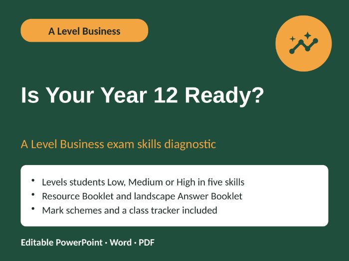 A Level Business Exam Skills Diagnostic: Resource Booklet + Answer Booklet | Year 12