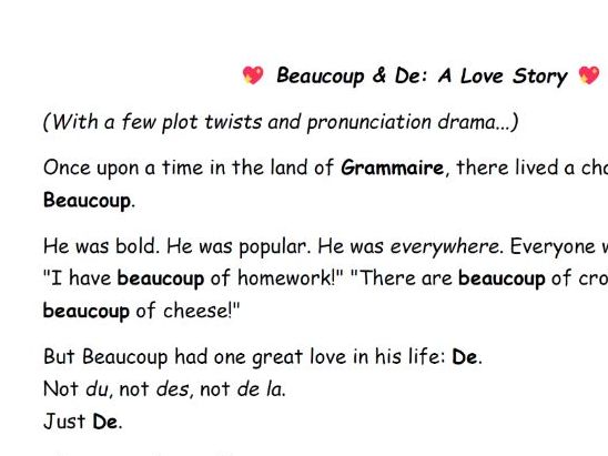 Beaucoup DE, A Love Story