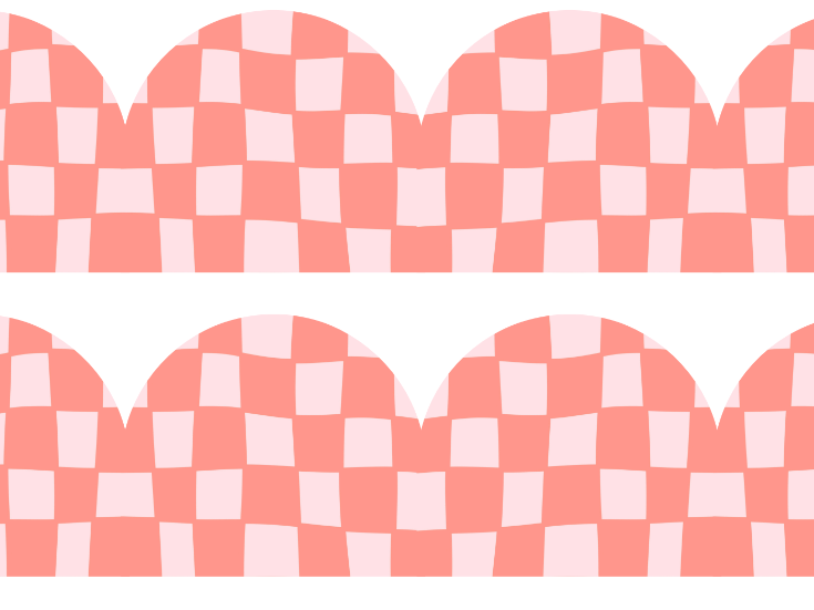 Groovy checkered scalloped printable border