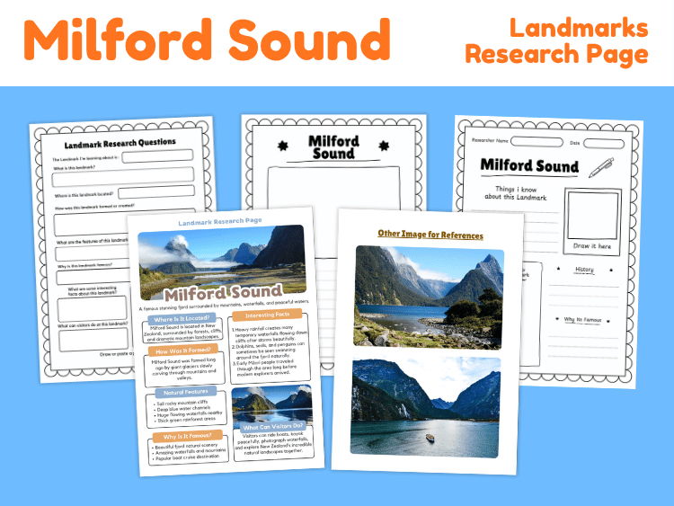 Milford Sound Landmark Research Project | Geography & Landforms Worksheets