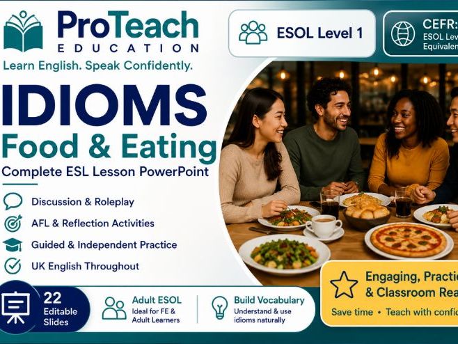 ESOL Level 1 Idioms: Food & Eating | CEFR B2 | Full Lesson PowerPoint