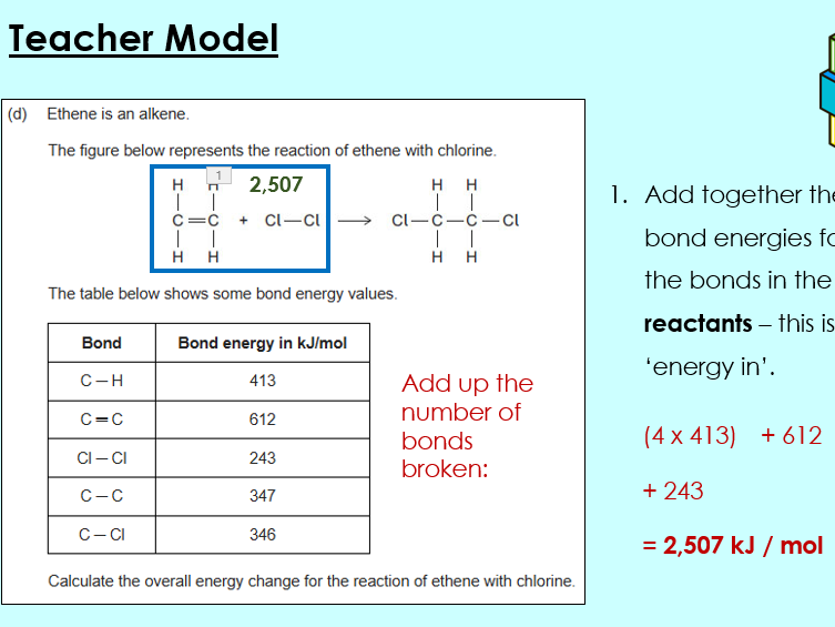 Bond energy calculations - AQA GCSE Chemistry lesson