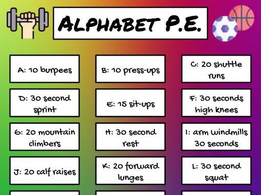 Alphabet P E Fitness Teaching Resources