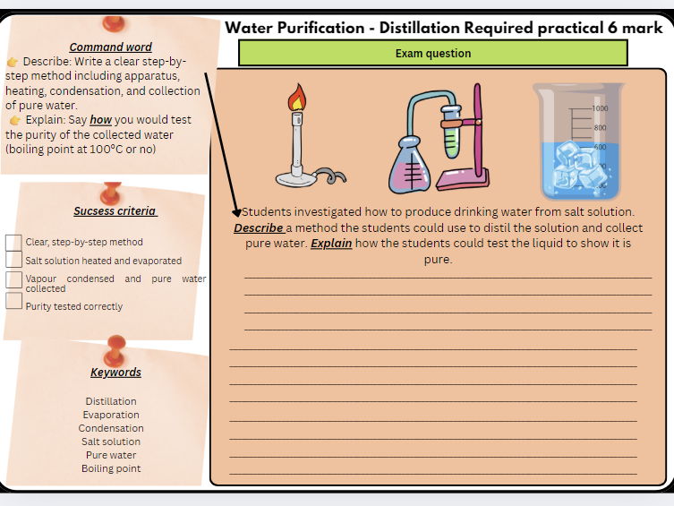 GCSE Chemistry Paper 2 Water Purification Required Practicals Bundle (Distillation & Evaporation) |