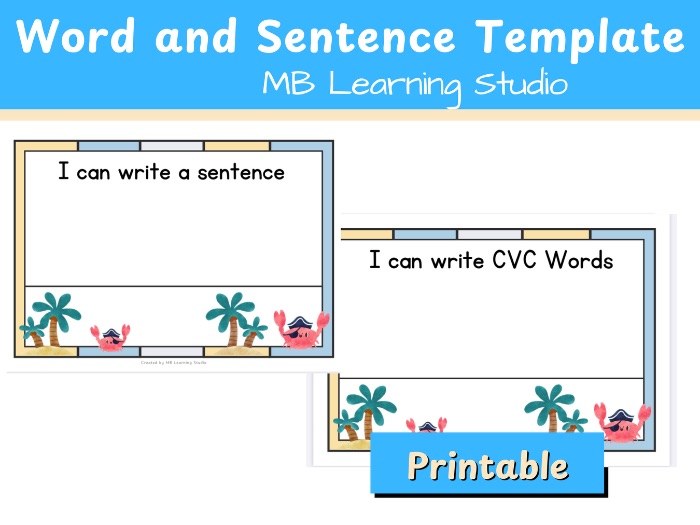 Pirates CVC Words & Sentence Writing Template – Phonics and Writing Activity
