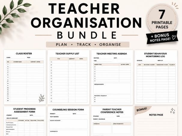 Teacher Organisation Bundle | Printable Teacher Planner Forms