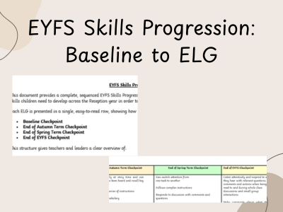 EYFS Reception Skills Progression: Baseline to ELG