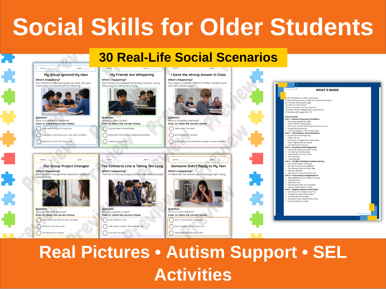 Autism Social Skills Older Students | Teaching Resources