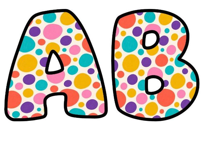 Confetti Dots Cream Bubble Letters | Polka Dot Bulletin Board Letters | Classroom Display Pack