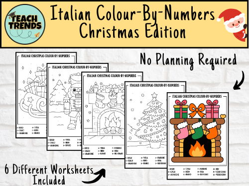 Christmas Italian Colour-By-Numbers Colouring Pages