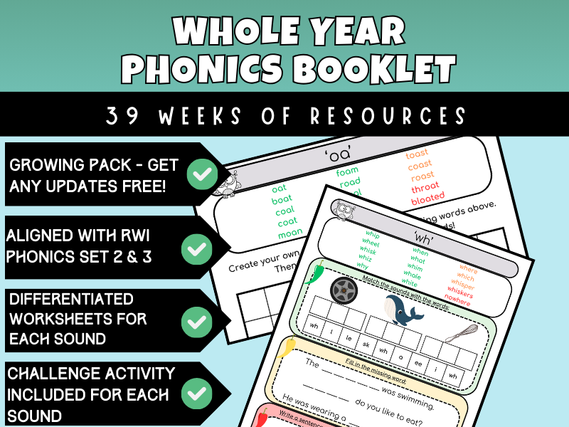 Whole Year Phonics Booklet - RWI - Set 2 & 3