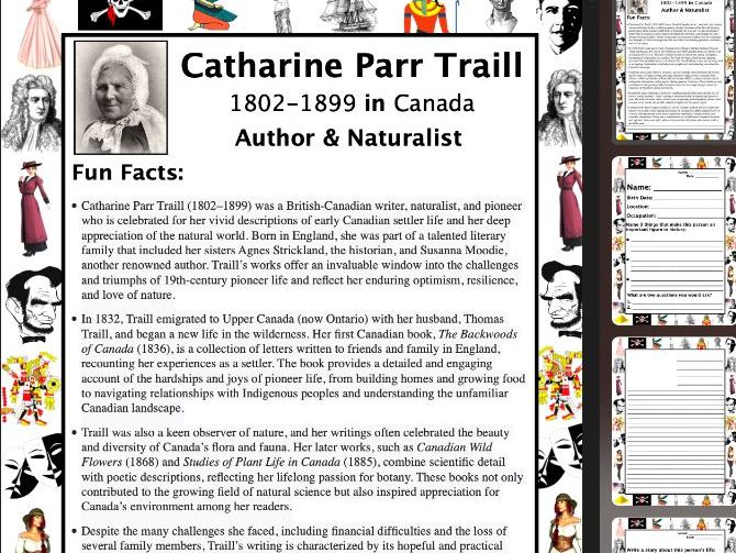 Catharine Parr Traill PACKET & ACTIVITIES, Important Historical Figures Series