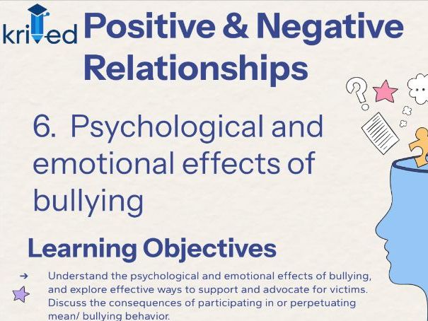 Psychological and emotional effects of bullying – KS4 Year 11 PSHE