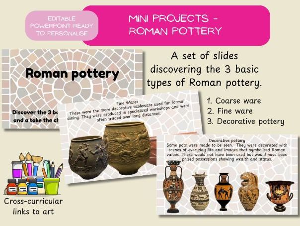 Primary History mini-project Roman Pottery information with art project