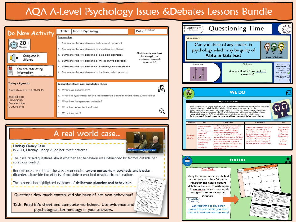 AQA A-Level Psychology Issues & Debates Complete Lesson Bundle | PowerPoints & Activities