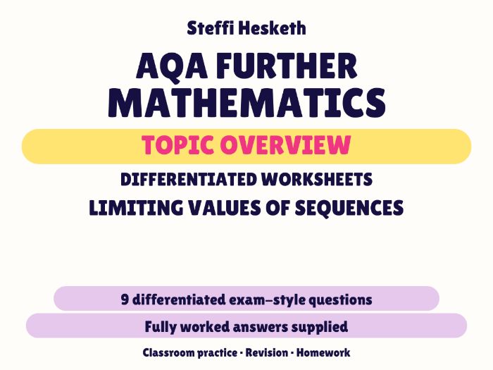 AQA Further Maths Limiting Values of Sequences | Topic Overview Differentiated Worksheet