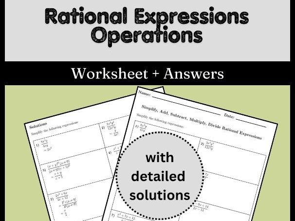 Rational Expressions Operations Worksheet + Answers
